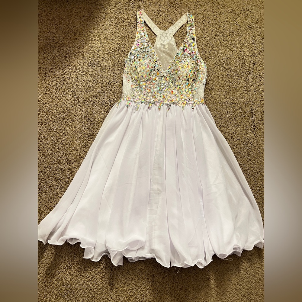 Rhinestone White Dress